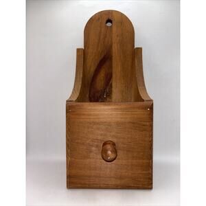 Vintage Yield House Wood Candle/Match Holder Hanging Wood Box